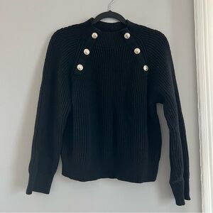 Nautica Black Sweater with Button Accents
